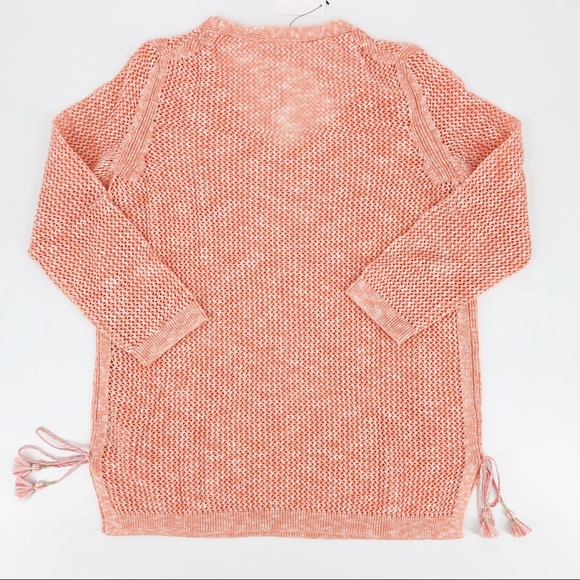 NWT Talbots Peach Coral Mesh Side Tie Sweater SMP - Picture 7 of 8